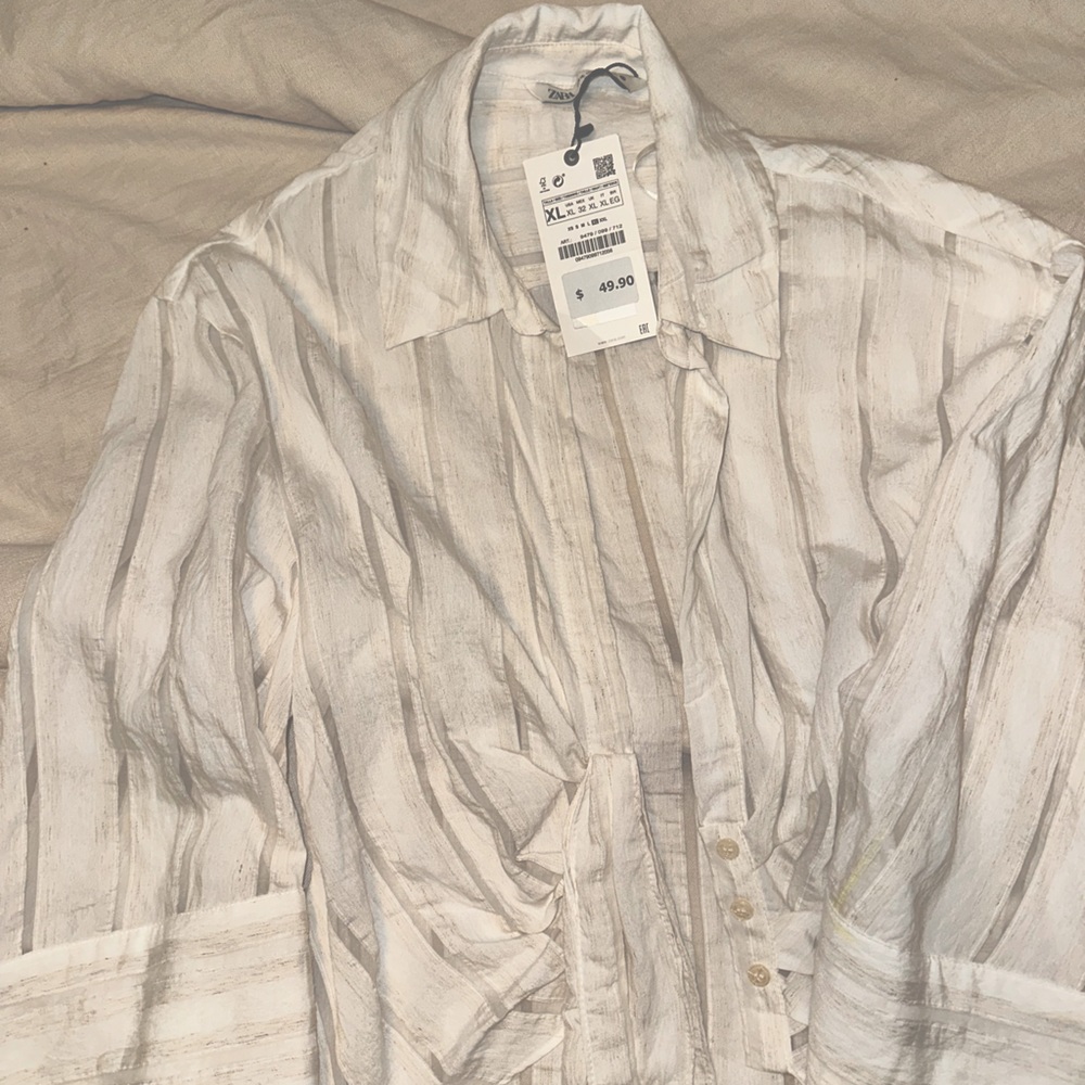 Zara White Crop Blouse